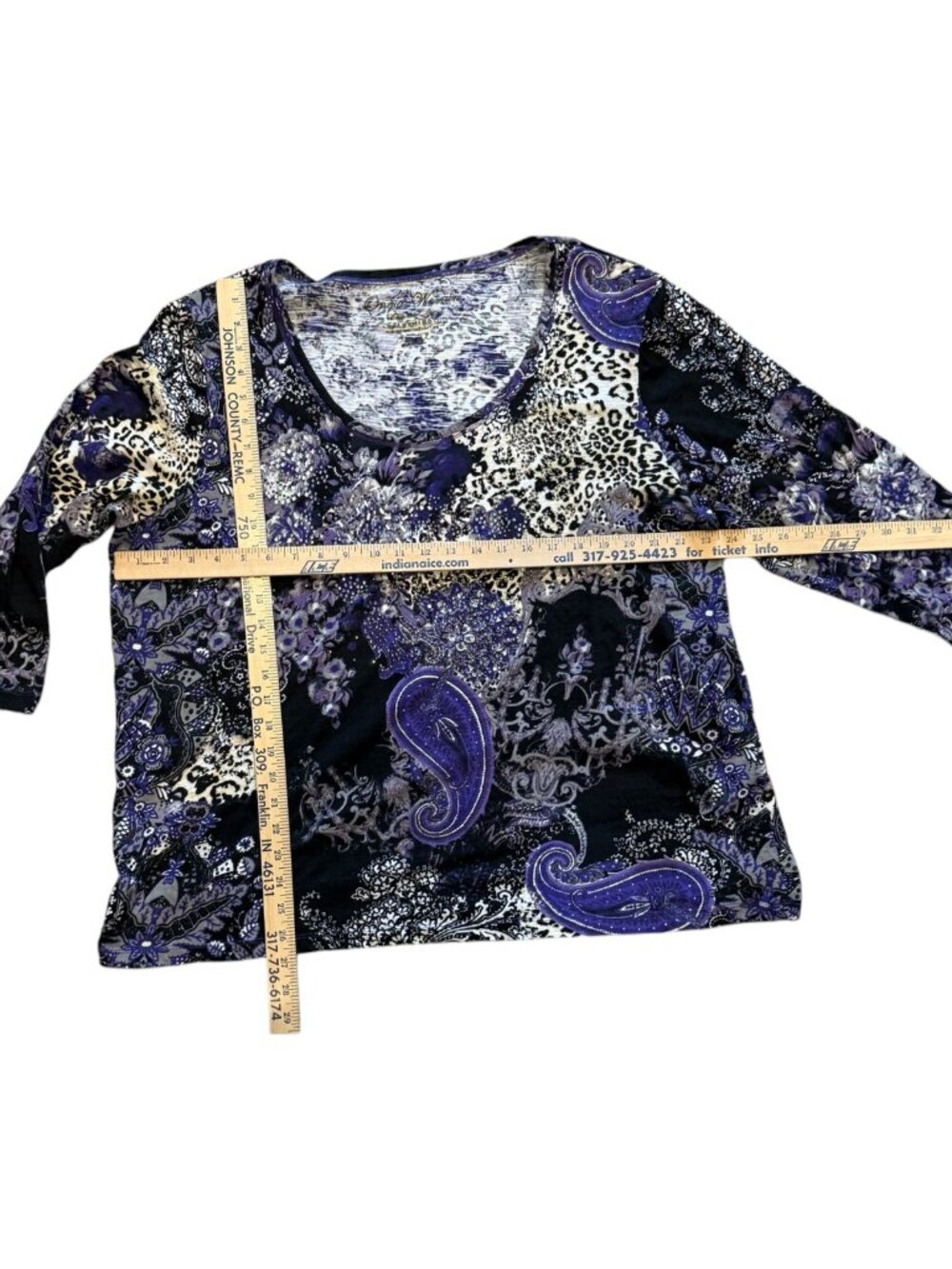 Onque Woman 2X Purple Abstract Pattern 3/4 Slv Full Zip Light Jacket & Top Set - Picture 10 of 10